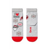Șosete haioase din bumbac motiv Crăciun, Conte Kids 381 - Gri Deschis, 24-29 (16-18 cm)