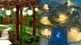 Cumpara ieftin Ghirlanda luminoasa de exterior IP65 cu panou solar si pendul, 20 m lungime, 20 becuri led, ghirlanda de exterior led solara lumina calda