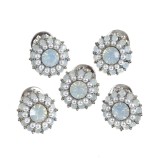Set 5 brose martisor floare argintie cu pietre