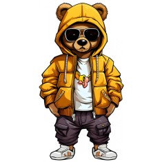 Sticker decorativ, Teddy Hip Hop, Portocaliu, 90 cm, 1332STK-6