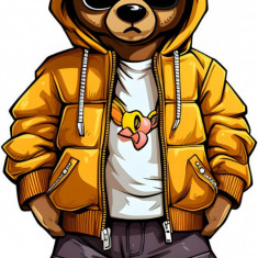 Sticker decorativ, Teddy Hip Hop, Portocaliu, 90 cm, 1332STK-6