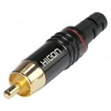 Conector de lipit metalic RCA tata, HICON HI-CM06-RED