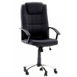 Cumpara ieftin Scaun birou XACT OFF 010, negru, ergonomic, ajustabil, baza metal cromat, roti plastic, 123 cm inaltime, 90 kg suportate