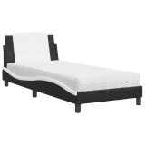 Cumpara ieftin Pat cu saltea, Zadar, negru si alb, 80x200 cm, piele ecologica