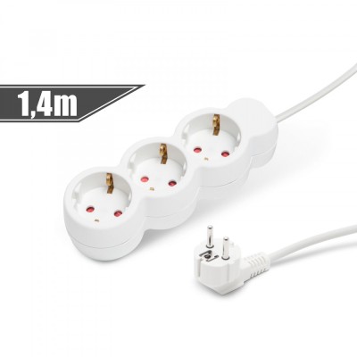 Delight - Prelungitor cu distribuitor triplu, 3x1 mm&amp;sup2;, 1,4 m Best CarHome foto