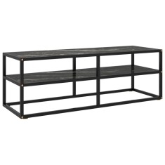 vidaXL Comodă TV, negru, 120x40x40 cm, sticlă de marmură neagră 322862