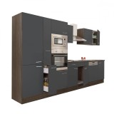 Mobilier de bucătărie Yorki 370, corp din stejar Yorki, cu fațadă antracit cu finisaj satinat și dulap cu rafturi, fără blat de lucru