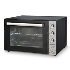 Cuptor electric Hausberg, 2500 W, 70 L, 3 trepte putere, 230 C, geam dublu, ventilator turbo, accesorii incluse, Negru