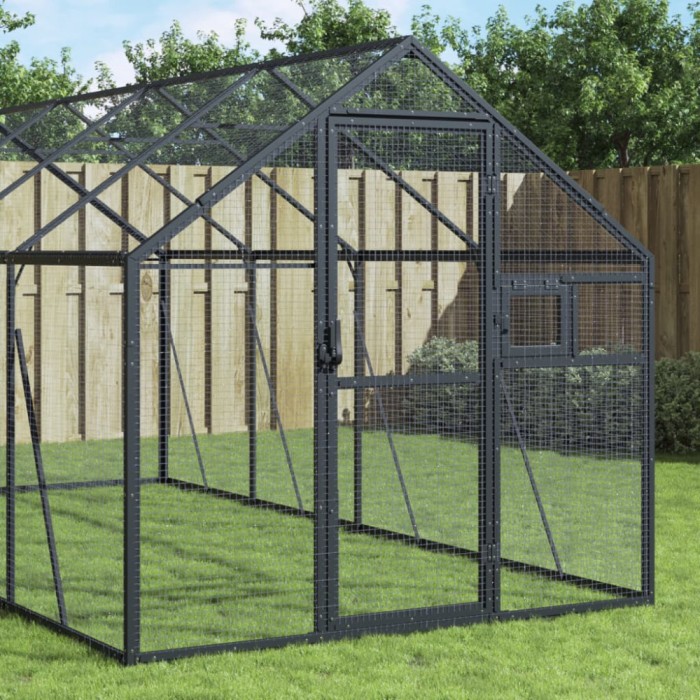 vidaXL Volieră de păsări, antracit, 1,79x8x1,85 m, aluminiu 3155805