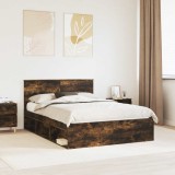 Cumpara ieftin Cadru de pat Stejar fumuriu 140 x 190 cm Lemn de pin masiv