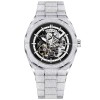 Ceas barbatesc BENYAR BY-5212M, mecanic automat, skeleton, otel inoxidabil, geam mineral intarit, rezistent la apa
