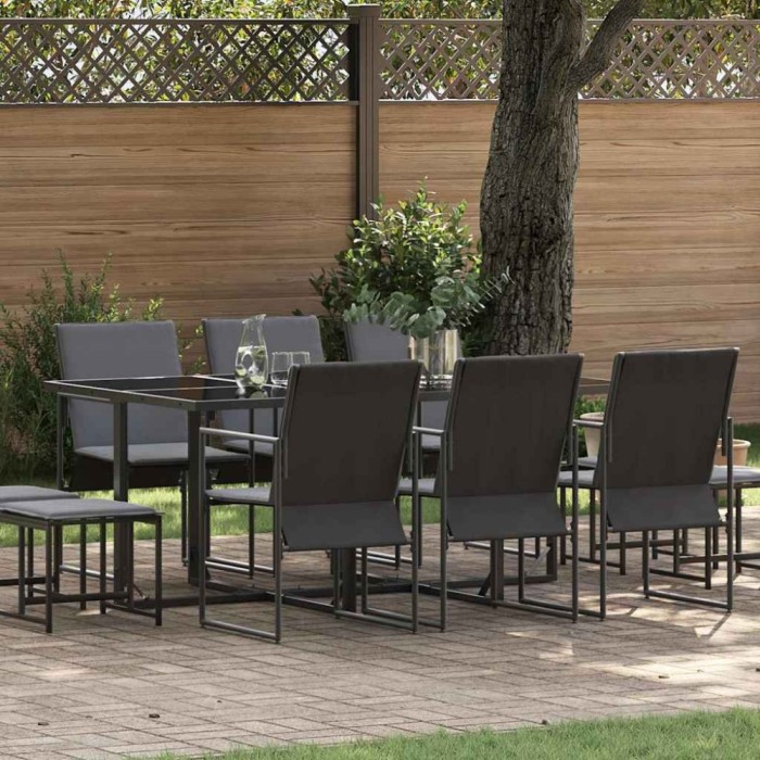 vidaXL Set de masă pentru grădină 11 pcs Negru Oțel 3335864
