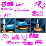 Cumpara ieftin Set 13 Stickere Auto Roz Premium , Hello Kitty, Not My Boyfriend s Car, Bad Girl, Nike Just Drive It E i altele