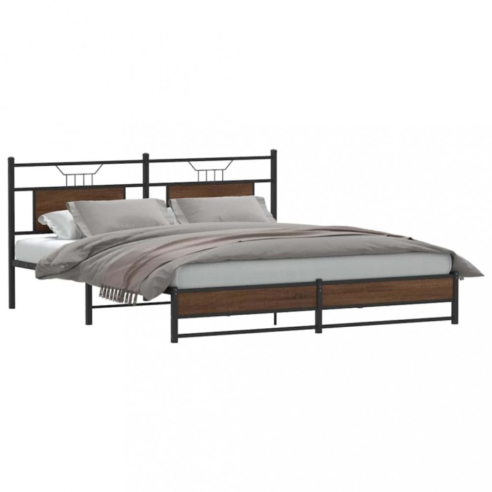 vidaXL Cadru pat fără saltea stejar maro, 160x200 cm, lemn prelucrat 4107019