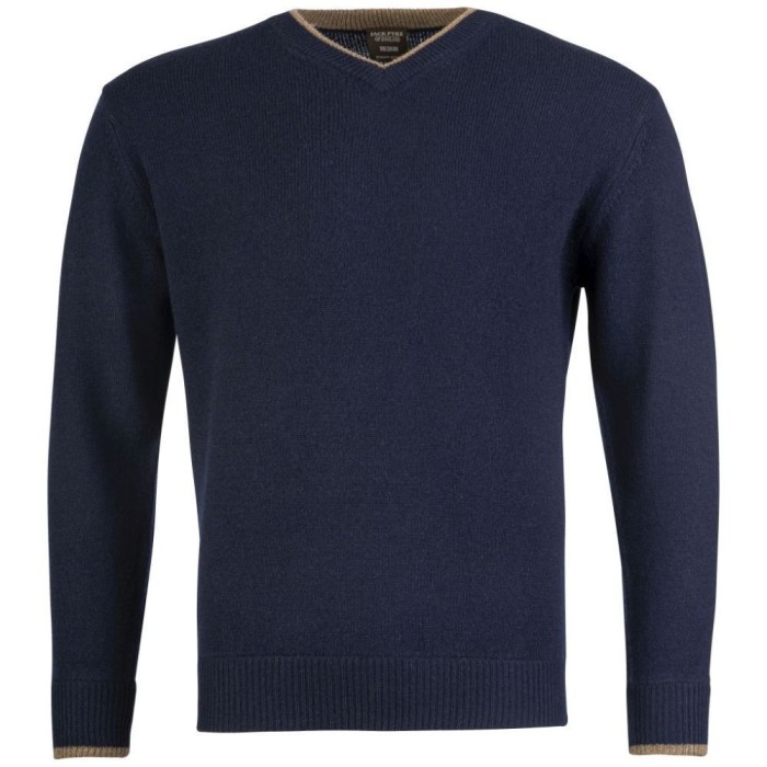 Jack Pyke Ashcombe Pulover 100% l&acirc;nă de miel cu decolteu V, culoare bleumarin, mărimea M