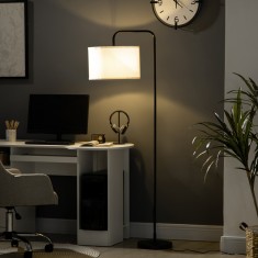 HOMCOM Lampadar Arcuit cu Abajur Efect In, Alb-Neagru foto