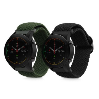 Set 2 curele pentru Xiaomi Mi Watch Color Sport/Watch S1 Active, Kwmobile, Negru/Verde, Nylon, 59518.01 foto