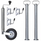 Cumpara ieftin Roată de manevră 48 mm cu 2 st&acirc;lpi de susținere &amp; 3 cleme de prindere, vidaXL