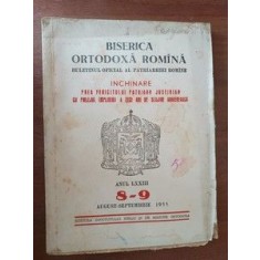 Biserica ortodoxa romana. Buletinul oficial al Patriarhiei romane anul LXXIII. 8-9 august-septembrie 1955