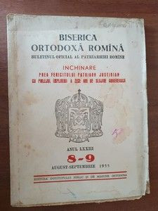 Biserica ortodoxa romana. Buletinul oficial al Patriarhiei romane anul LXXIII. 8-9 august-septembrie 1955 foto