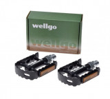 Set 2 pedale Wellgo din aluminiu pentru bicicleta, filet 9/16, culoare negru PB Cod:AWR0062