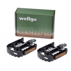 Set 2 pedale Wellgo din aluminiu pentru bicicleta, filet 9/16, culoare negru PB Cod:AWR0062