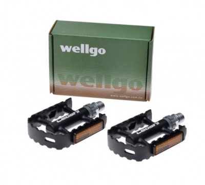 Set 2 pedale Wellgo din aluminiu pentru bicicleta, filet 9/16, culoare negru PB Cod:AWR0062 foto