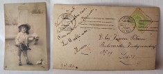 Fotografie tip Carte Postala, circulata - timbrata, veche, datata 1 iunie 1911