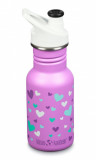 Recipient din otel inoxidabil 355 ml cu capac sport Klean Kanteen Kid Classic Narrow Orchid Hearts