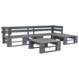 Cumpara ieftin Set mobilier de gradina din paleti, 4 piese, gri, lemn
