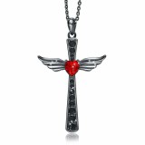 Cumpara ieftin Colier MBrands din alama Placata cu rodiu, Pandantiv cristal austria, forma cruce cu aripi