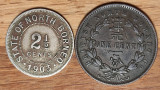 Cumpara ieftin North Borneo de nord - set exotic colonial rar - 1 cent 1889 + 2 1/2 cents 1903, Asia