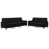 Cumpara ieftin Set de canapele cu perne, 2 piese, negru, catifea