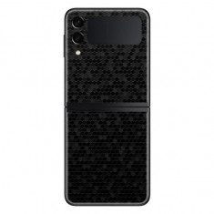 Set Folii Skin Acoperire 360 Compatibile cu Samsung Galaxy Z Flip 3 - Wrap Skin 3D Texture HoneyComb Black