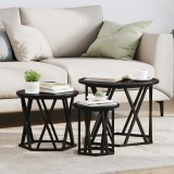 VidaXL Set mese suprapuse, 3 buc., stejar negru, lemn prelucrat