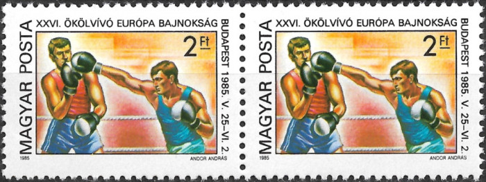 Ungaria - 1985 - Campionatele Europene de Box - pereche - serie neuzată (T494)