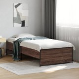 VidaXL Cadru de pat, stejar maro, 100x200 cm, lemn prelucrat și metal 845240