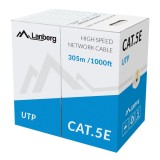 Rola cablu UTP, Lanberg 42763, cat5e, lungime 305m, AWG 24, 100 MHz, solid CCA, ethernet, galbena