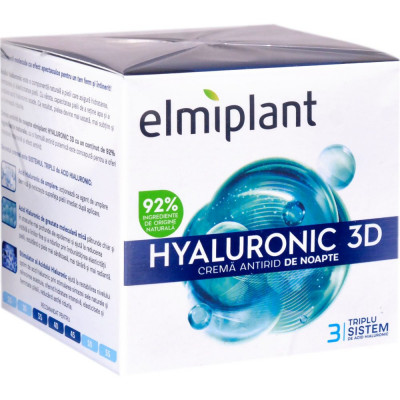 Crema de Noapte Antirid Elmiplant Hyaluronic 3D, 50 ml, Crema Antirid, Crema Noapte, Creme Antirid, Creme de Rid, Crema Hidratanta, Creme Hidratante, foto