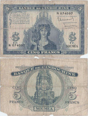 1944, 5 Francs (P-48) - Noua Caledonie foto
