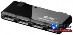 Hub mini USB 2.0 cu 4 porturi negru Goobay foto