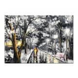 Tablou indragostiti stilizat pictat manual, Impreuna pe aleea vietii, 70x50cm ulei pe panza
