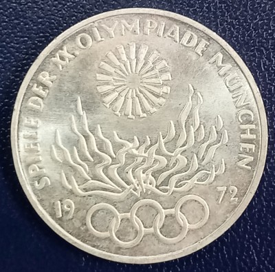 (A1055) MONEDA DIN ARGINT GERMANIA - 10 MARK 1972, LIT. G, OLIMPIADA DE LA MUNCHEN foto