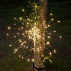 Lampa Solara, Decor Gradina, Model Fireworks/Artificii, din Sarma de Cupru, 120 LED-uri, 55W, 90 cm, Alb Cald