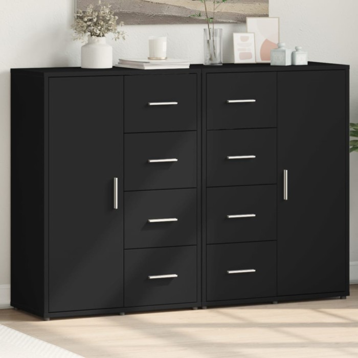 Gossi dulapuri, 2 buc., negru, 60x31x84 cm, lemn prelucrat