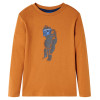 Tricou pentru copii cu maneci lungi, ocru &icirc;nchis, 92 GartenMobel Dekor, vidaXL
