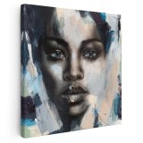 Tablou portret acrilic femeie, maro 1329 Tablou canvas pe panza CU RAMA 30x30 cm