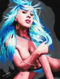 Siren - Pictura erotic pop art, tempera pe carton special, arta erotica 27 x 35 cm, certificat de autenticitate