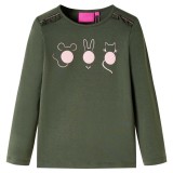 Tricou pentru copii cu m&acirc;neci lungi, kaki, 128