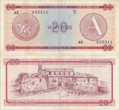 1985, 20 pesos (P-FX5) - Cuba - stare XF! foto